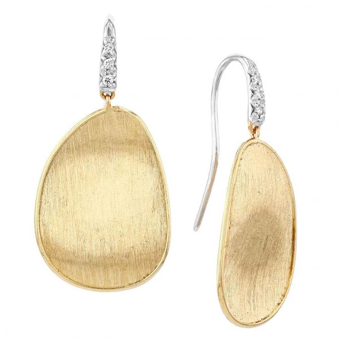 Marco Bicego Lunaria Yellow Gold & Diamond Pavé Medium Drop Earrings